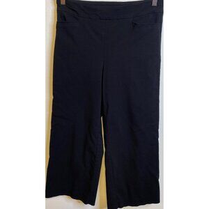 Chicos Pants Womens 1 US 8 Black Cropped Wide Leg Stretch Casual Trousers